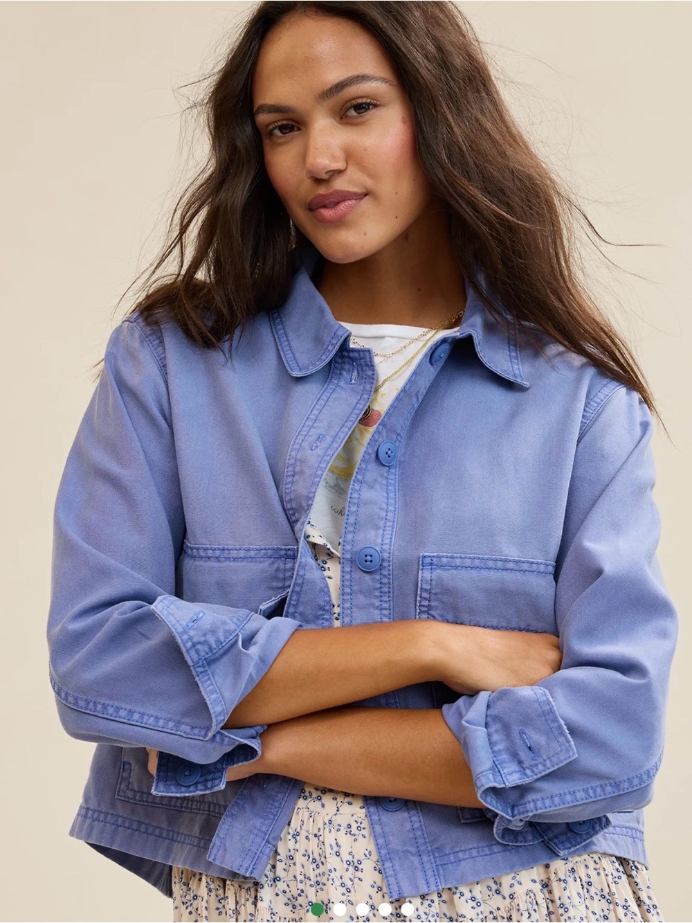 aerie Cropped Chore Jacket in Ice Blue
